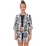 Scene Kid Sketches Open Front Chiffon Kimono