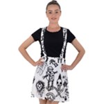 Scene Kid Sketches Velvet Suspender Skater Skirt