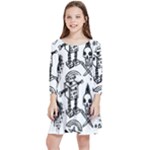 Scene Kid Sketches Kids  Quarter Sleeve Skater Dress