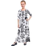 Scene Kid Sketches Kids  Quarter Sleeve Maxi Dress