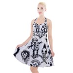 Scene Kid Sketches Halter Party Swing Dress 