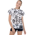 Scene Kid Sketches Ruffle Collar Chiffon Blouse