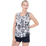 Scene Kid Sketches Bubble Hem Chiffon Tank Top