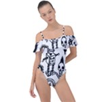 Scene Kid Sketches Frill Detail One Piece Swimsuit