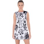 Scene Kid Sketches Lace Up Front Bodycon Dress
