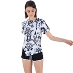 Scene Kid Sketches Asymmetrical Short Sleeve Sports Tee