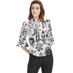 Scene Kid Sketches Loose Horn Sleeve Chiffon Blouse