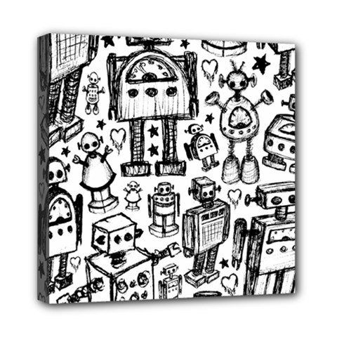 Robot Crowd Mini Canvas 8  x 8  (Stretched) from ArtsNow.com