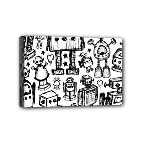 Robot Crowd Mini Canvas 6  x 4  (Stretched) from ArtsNow.com
