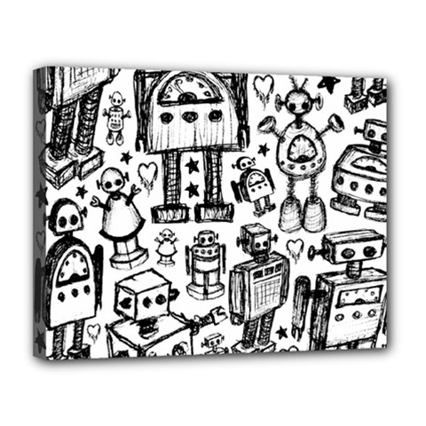 Robot Crowd Canvas 14  x 11  (Stretched) from ArtsNow.com