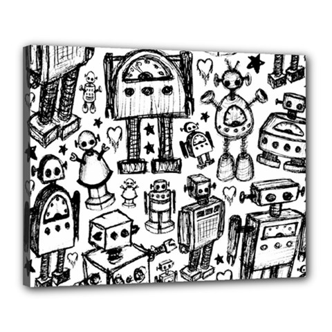 Robot Crowd Canvas 20  x 16  (Stretched) from ArtsNow.com