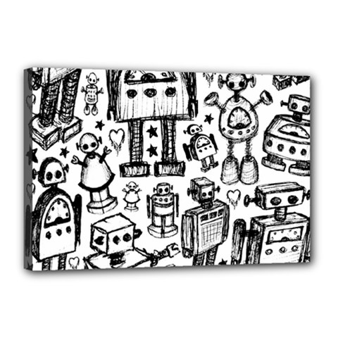Robot Crowd Canvas 18  x 12  (Stretched) from ArtsNow.com