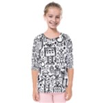Robot Crowd Kids  Quarter Sleeve Raglan Tee