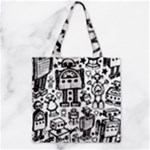 Robot Crowd Zipper Grocery Tote Bag