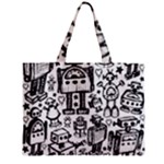 Robot Crowd Zipper Mini Tote Bag