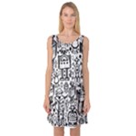 Robot Crowd Sleeveless Satin Nightdress