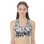 Robot Crowd Sports Bra with Border