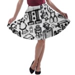 Robot Crowd A-line Skater Skirt