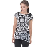 Robot Crowd Cap Sleeve High Low Top