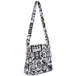 Robot Crowd Zipper Messenger Bag