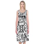Robot Crowd Midi Sleeveless Dress