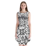 Robot Crowd Sleeveless Chiffon Dress  