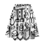 Robot Crowd High Waist Skirt