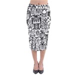 Robot Crowd Midi Pencil Skirt