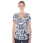 Robot Crowd Short Sleeve Front Detail Top