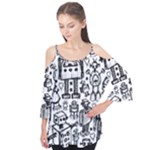 Robot Crowd Flutter Sleeve Tee 