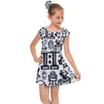 Robot Crowd Kids  Cap Sleeve Dress