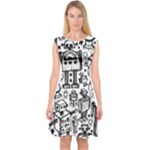 Robot Crowd Capsleeve Midi Dress