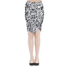 Robot Crowd Midi Wrap Pencil Skirt from ArtsNow.com