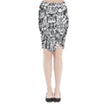 Robot Crowd Midi Wrap Pencil Skirt
