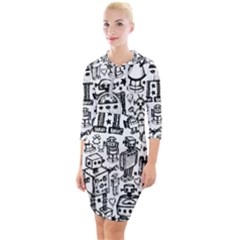 Quarter Sleeve Hood Bodycon Dress 