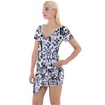 Robot Crowd Short Sleeve Asymmetric Mini Dress