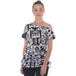 Robot Crowd Off Shoulder Tie-Up Tee