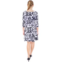 Quarter Sleeve Front Wrap Dress 