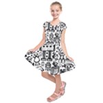 Robot Crowd Kids  Short Sleeve Dress