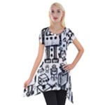 Robot Crowd Short Sleeve Side Drop Tunic