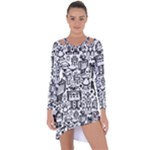 Robot Crowd Asymmetric Cut-Out Shift Dress