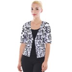 Robot Crowd Cropped Button Cardigan