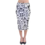 Robot Crowd Velvet Midi Pencil Skirt