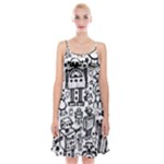 Robot Crowd Spaghetti Strap Velvet Dress