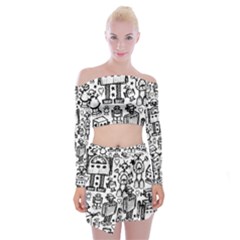 Off Shoulder Top with Mini Skirt Set 
