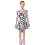 Robot Crowd Kids  Short Sleeve Velvet Dress