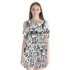 Robot Crowd Shoulder Cutout Velvet One Piece from ArtsNow.com