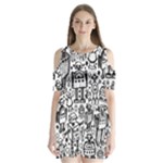 Robot Crowd Shoulder Cutout Velvet One Piece