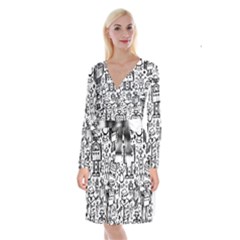 Long Sleeve Velvet Front Wrap Dress 