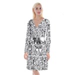 Robot Crowd Long Sleeve Velvet Front Wrap Dress